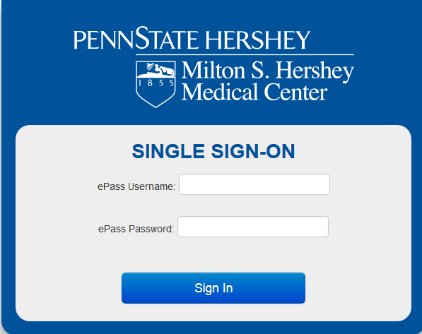 Hershey ePass Authentication Page