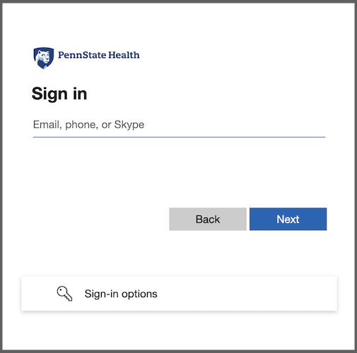 Penn State Health login screen