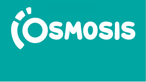 Osmosis logo with a green background.